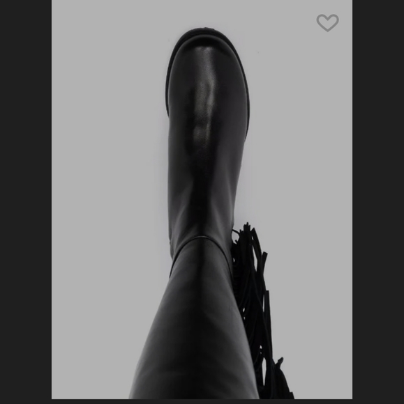 BNIB stuart weitzman size 5.5 black leather nappa fringe 5050 boot - Picture 4 of 4